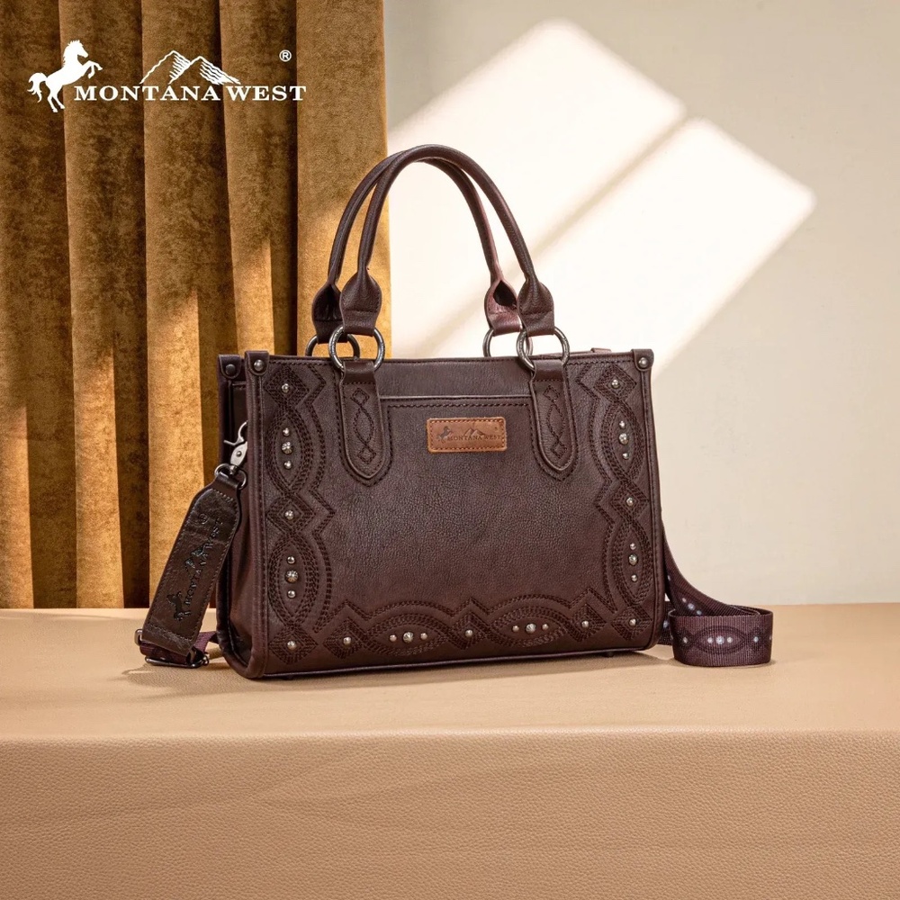Montana West Embroidered Concealed Carry Collection Tote Coffee